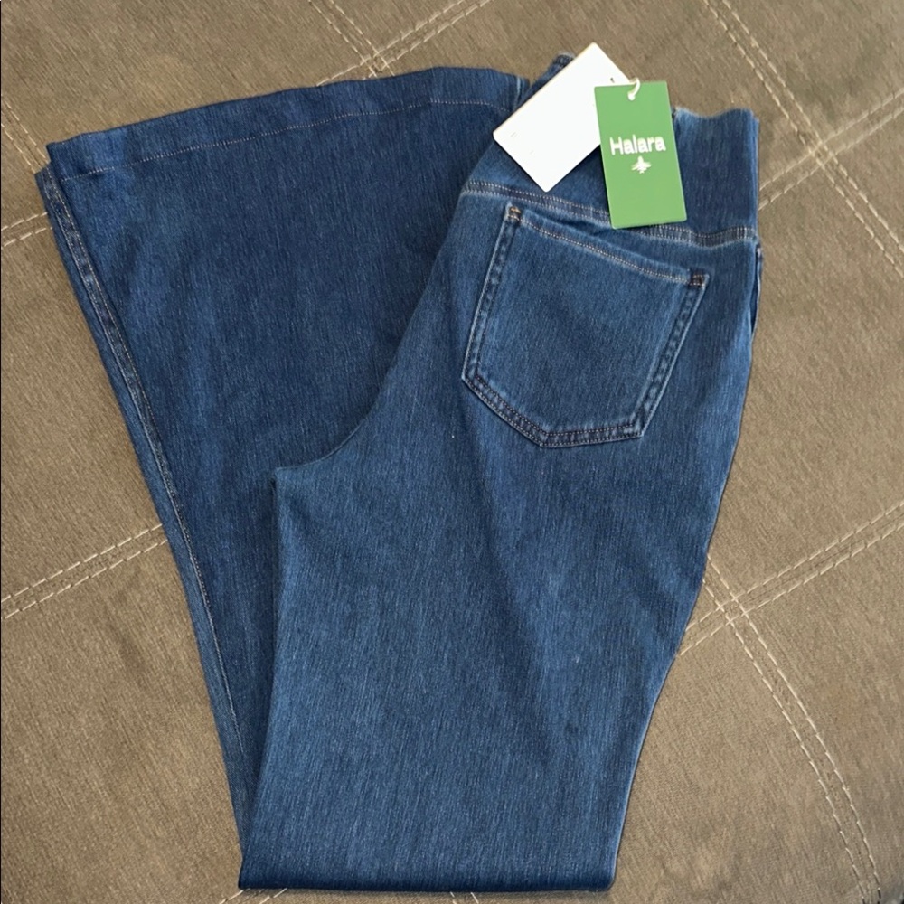 HALARA Women's Wide Leg Jeans - Dark Blue Denim